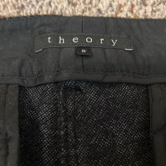 Like New Theory Stretch Wool Black Herringbone Straight Leg Pants Size 8 - Picture 3 of 4